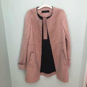 Zara Pink ‘Suede’ Long Coat